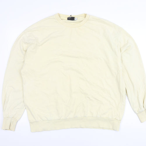 ASOS Women Yellow Cotton Crew Neck Pullover Sweatshirt UK 12