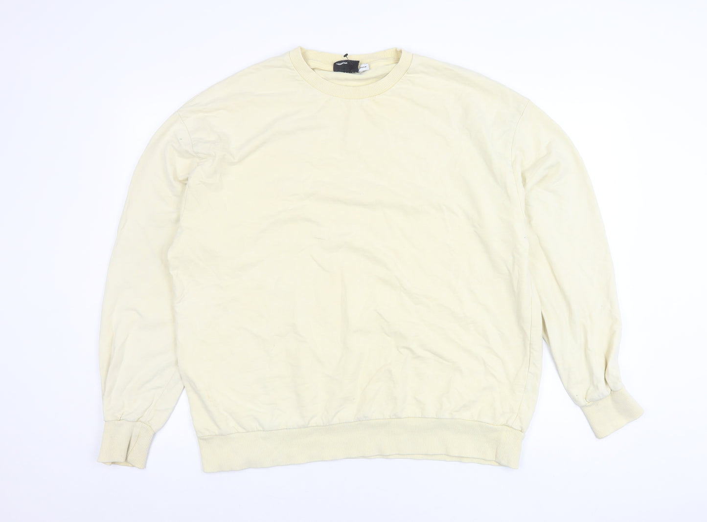 ASOS Women Yellow Cotton Crew Neck Pullover Sweatshirt UK 12