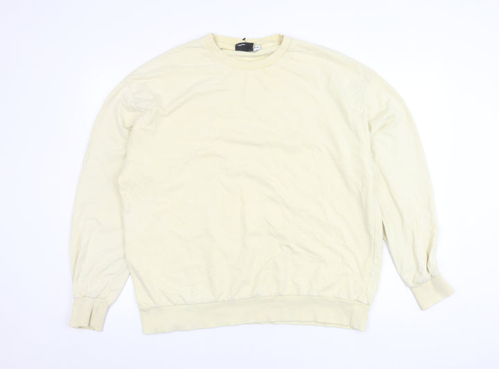 ASOS Women Yellow Cotton Crew Neck Pullover Sweatshirt UK 12