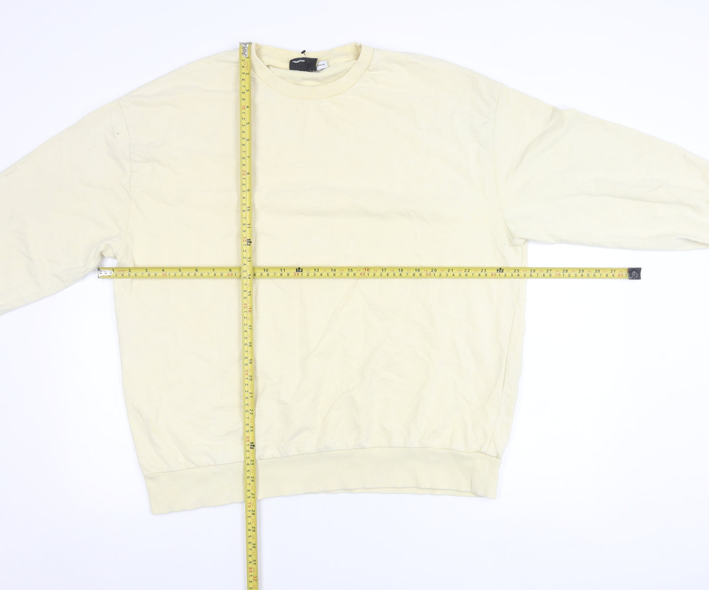 ASOS Women Yellow Cotton Crew Neck Pullover Sweatshirt UK 12