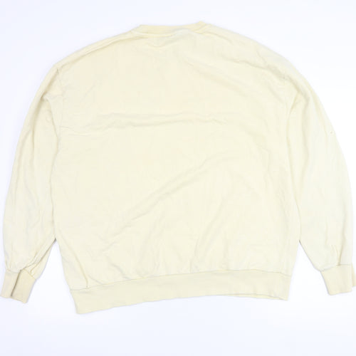 ASOS Women Yellow Cotton Crew Neck Pullover Sweatshirt UK 12