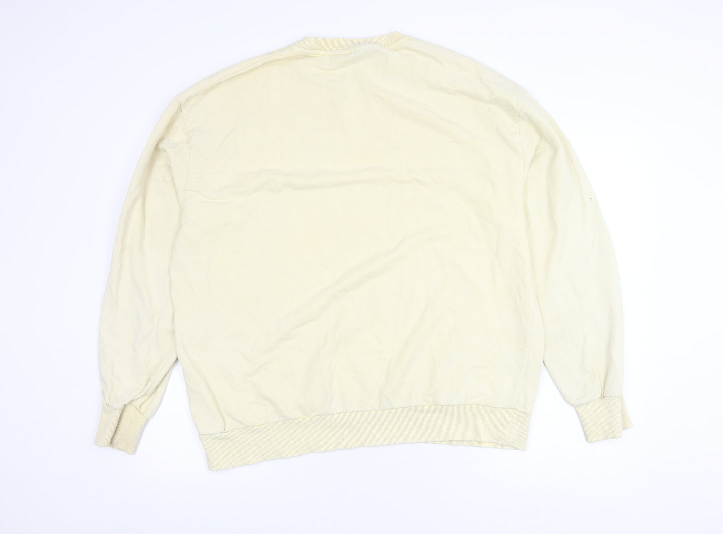 ASOS Women Yellow Cotton Crew Neck Pullover Sweatshirt UK 12