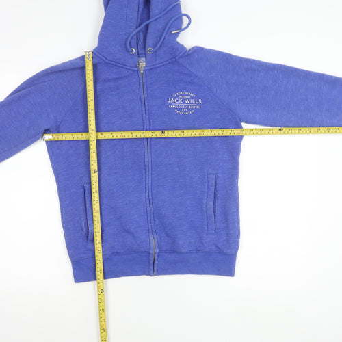Jack Wills Womens Blue Hoodie Jacket UK 12 Full Zip Cotton Blend