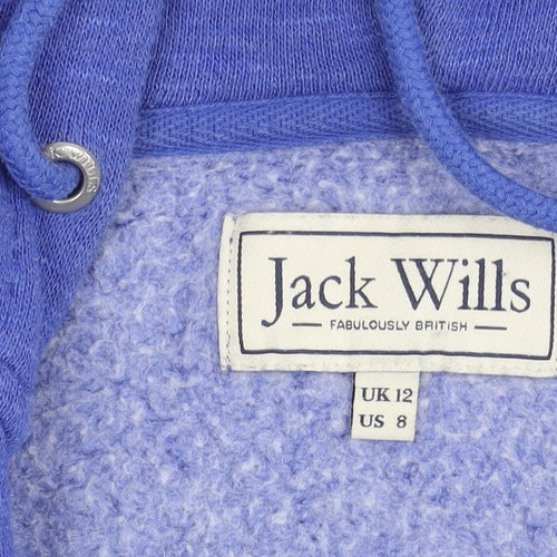 Jack Wills Womens Blue Hoodie Jacket UK 12 Full Zip Cotton Blend