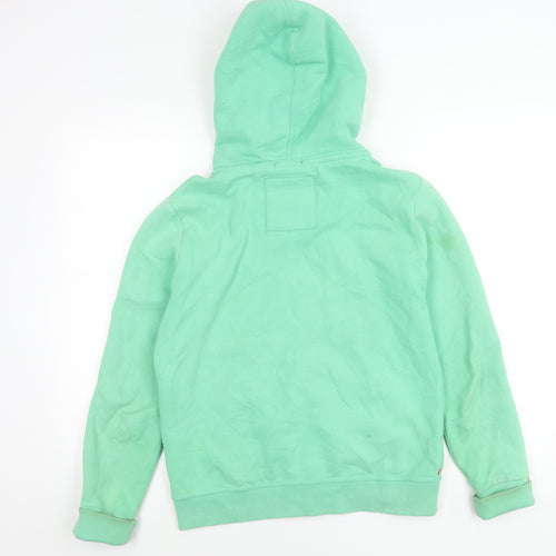 Superdry Women Green Hooded Zip Jacket M Cotton Blend Casual