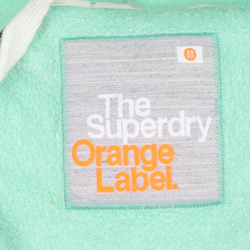 Superdry Women Green Hooded Zip Jacket M Cotton Blend Casual