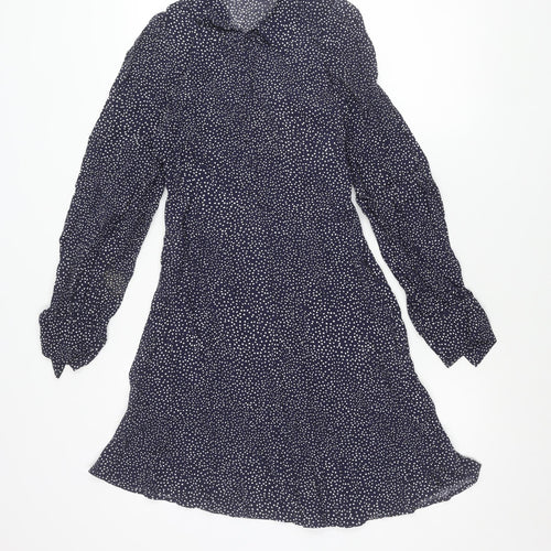 & Other Stories Women’s Blue Polka Dot Long Sleeve Shirt Dress Size 8