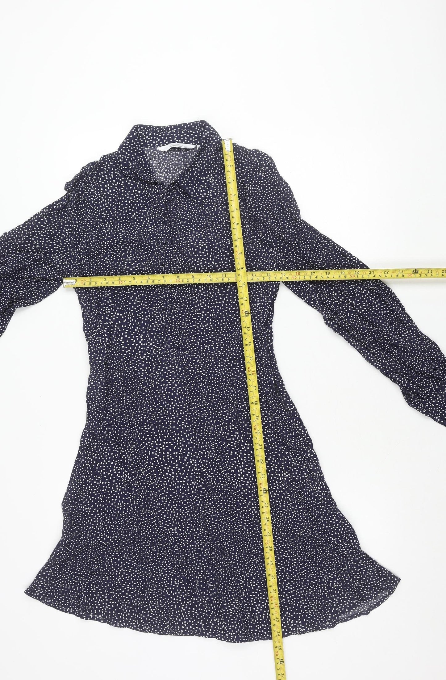 & Other Stories Women’s Blue Polka Dot Long Sleeve Shirt Dress Size 8