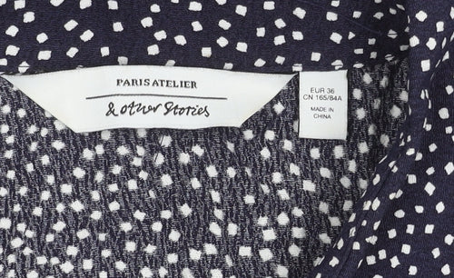 & Other Stories Women’s Blue Polka Dot Long Sleeve Shirt Dress Size 8