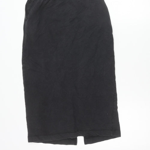 Pieces Women Black XS Cotton Midi Pencil Skirt with Slit