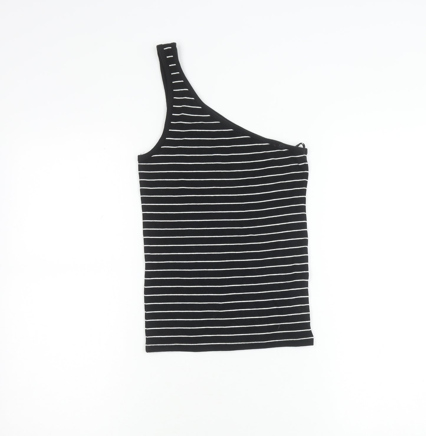Marks and Spencer Womens Black Striped One Shoulder Tank Top Size 6