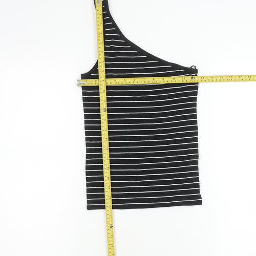 Marks and Spencer Womens Black Striped One Shoulder Tank Top Size 6