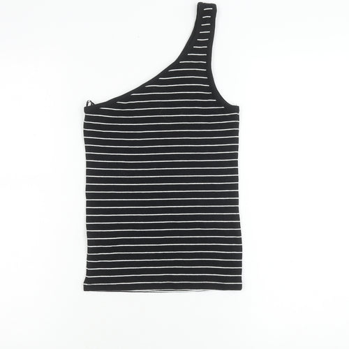 Marks and Spencer Womens Black Striped One Shoulder Tank Top Size 6