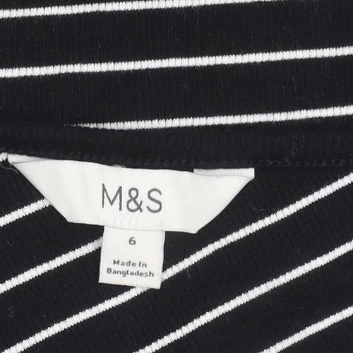 Marks and Spencer Womens Black Striped One Shoulder Tank Top Size 6