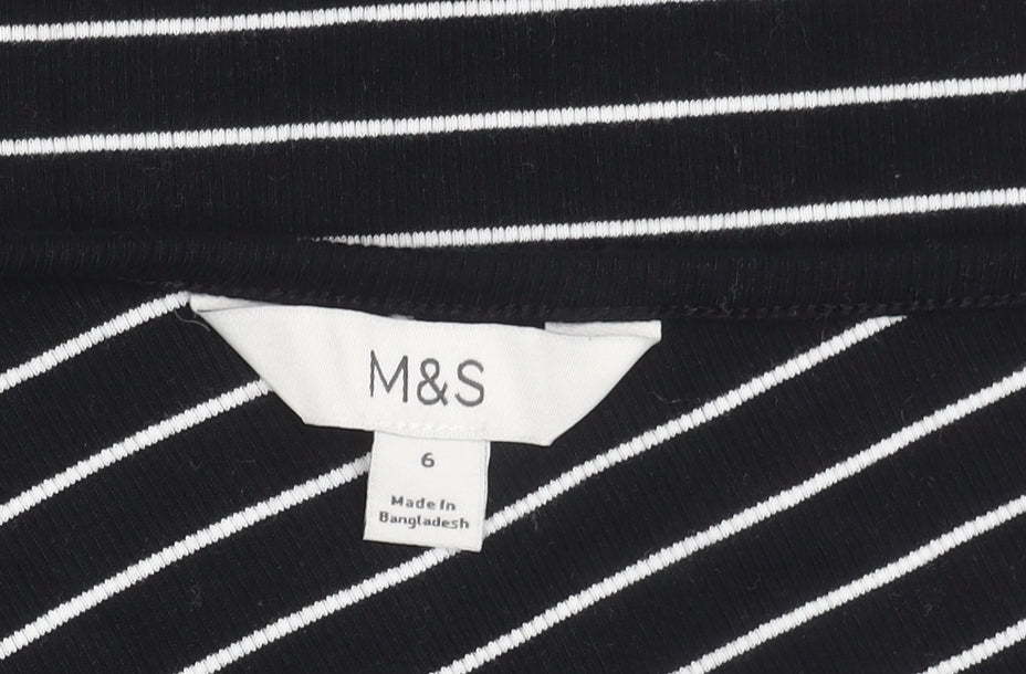 Marks and Spencer Womens Black Striped One Shoulder Tank Top Size 6