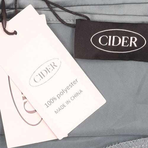 Cider Women’s Blue Midi Slip Dress L Ruched Strappy Polyester