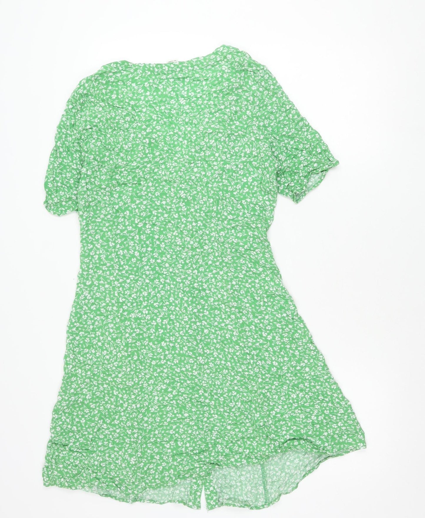 Monki Women’s Green Floral Viscose Midi Shirt Dress Size S