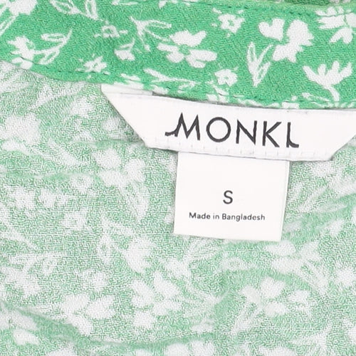 Monki Women’s Green Floral Viscose Midi Shirt Dress Size S