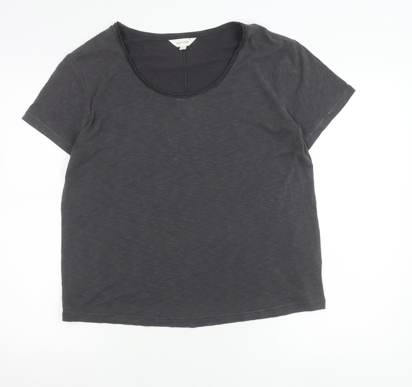Marks and Spencer Per Una Women’s Grey Size 14 Scoop Neck T-Shirt