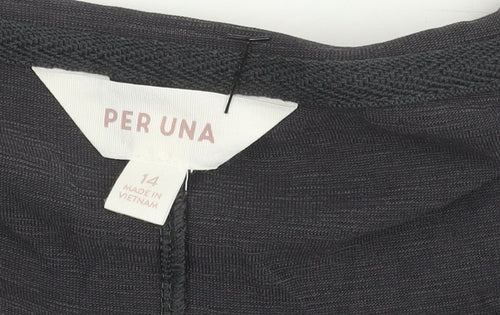 Marks and Spencer Per Una Women’s Grey Size 14 Scoop Neck T-Shirt