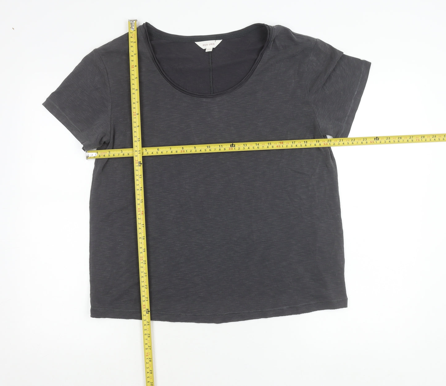 Marks and Spencer Per Una Women’s Grey Size 14 Scoop Neck T-Shirt