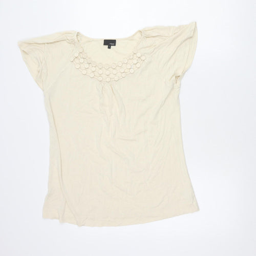 Next Women’s Beige Beaded Scoop Neck Blouse Size 16