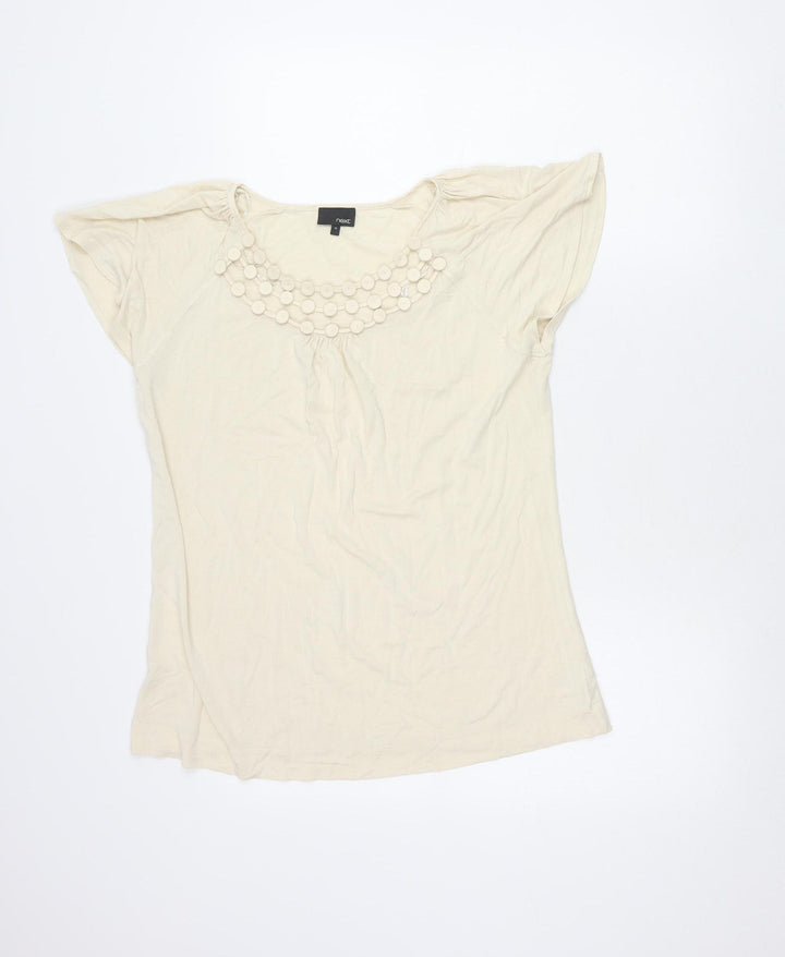 Next Women’s Beige Beaded Scoop Neck Blouse Size 16