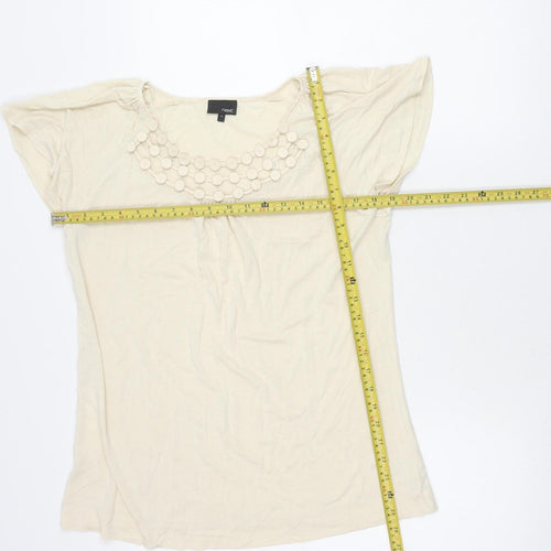 Next Women’s Beige Beaded Scoop Neck Blouse Size 16