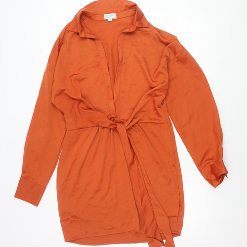 In The Style Women’s Orange Shirt Dress Size 12 Long Sleeve Collared