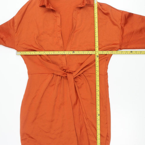 In The Style Women’s Orange Shirt Dress Size 12 Long Sleeve Collared