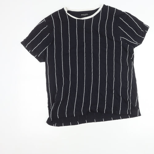 Brave Soul Womens Black Striped Cotton T-Shirt Size L