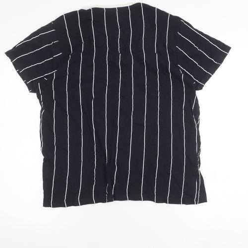 Brave Soul Womens Black Striped Cotton T-Shirt Size L