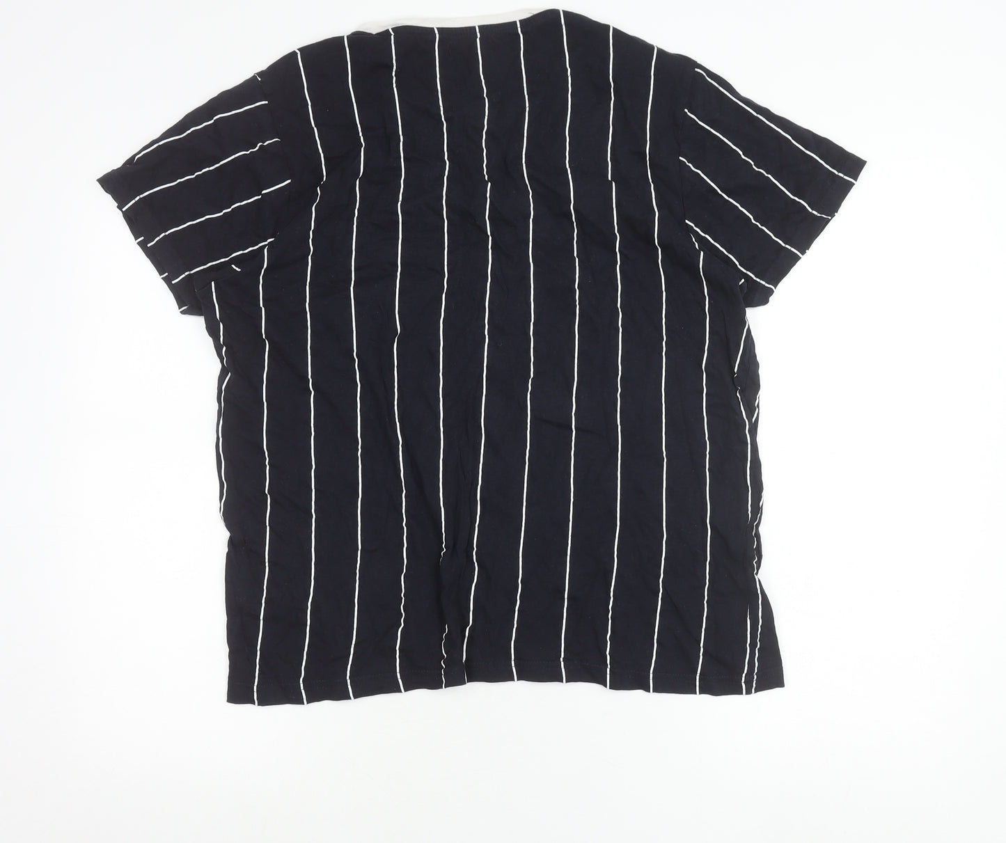 Brave Soul Womens Black Striped Cotton T-Shirt Size L