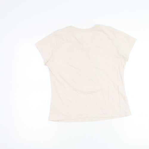 Red Herring Womens Beige Cotton Glitter Print T-Shirt Size 12