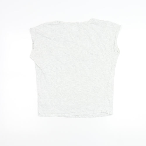 Next Womens Grey Butterfly Print T-Shirt XS Crew Neck Sleeveless