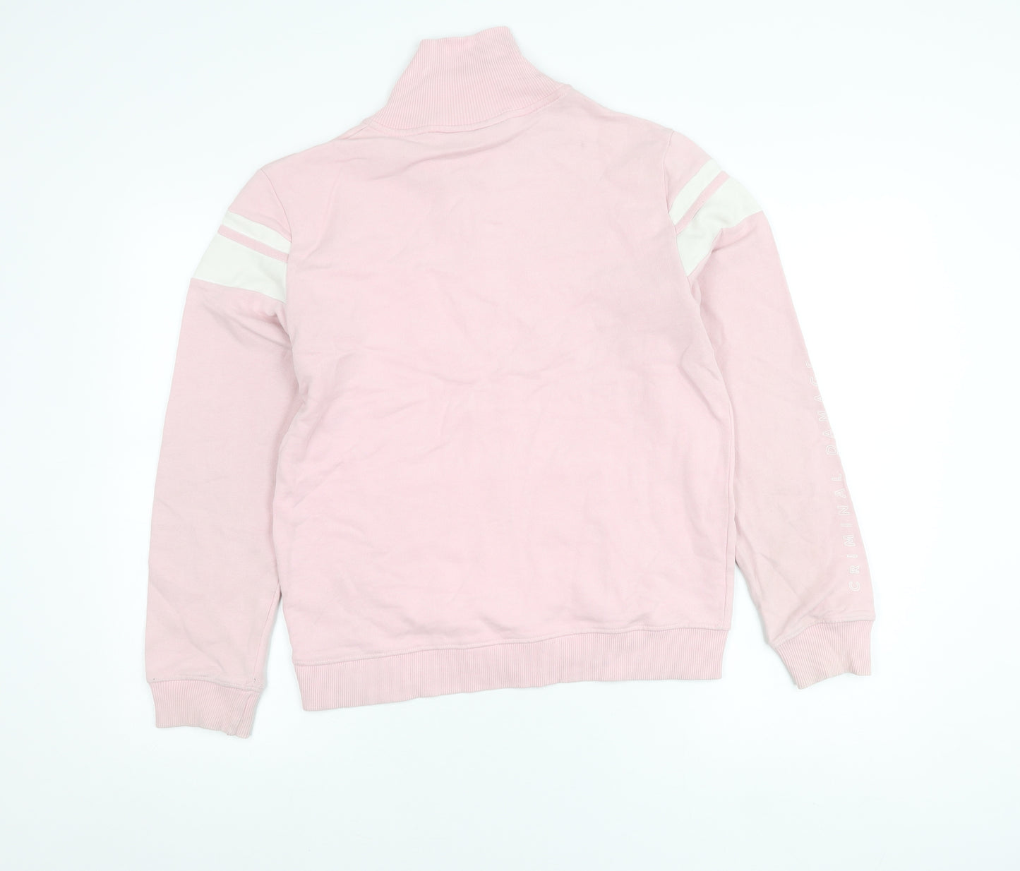 Criminal Damage Women’s Pink Varsity Jacket Size L Cotton Casual Zip Up