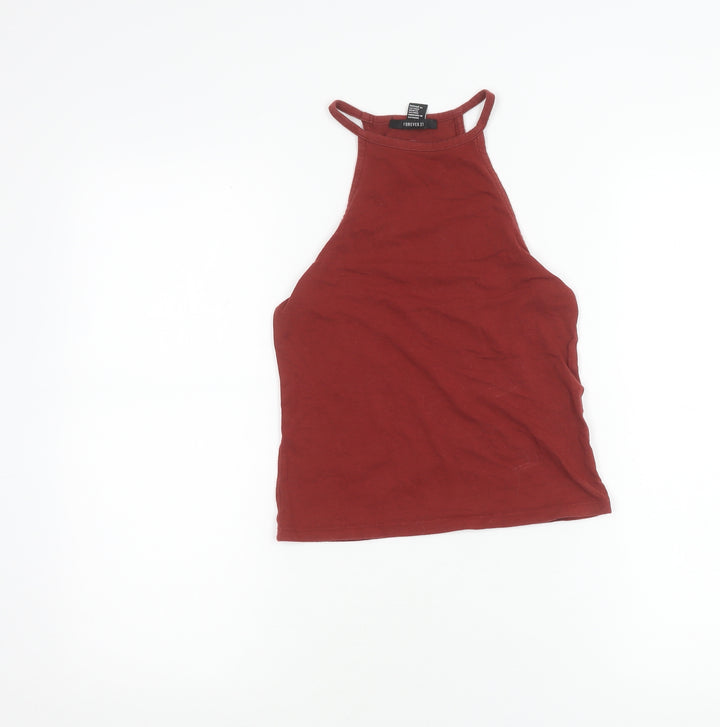 Forever 21 Womens Red Halter Tank Top Size S Camisole Jersey
