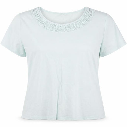 BHS Womens Blue Size 16 Scoop Neck Cotton Beaded T-Shirt
