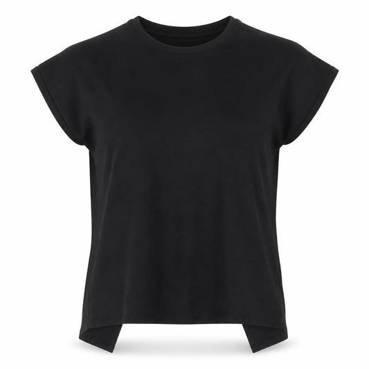 Front view of Athletic Works women’s black s sleeveless sports t-shirt