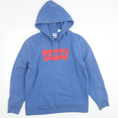 Levi's Men's Blue Pullover Hoodie M Classic Logo Graphic Fleece