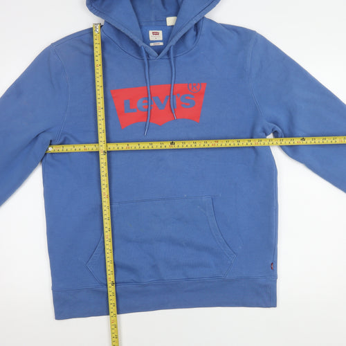 Levi's Men's Blue Pullover Hoodie M Classic Logo Graphic Fleece