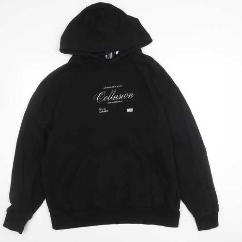 Collusion Womens Black Hoodie UK 10 Pullover Cotton Casual