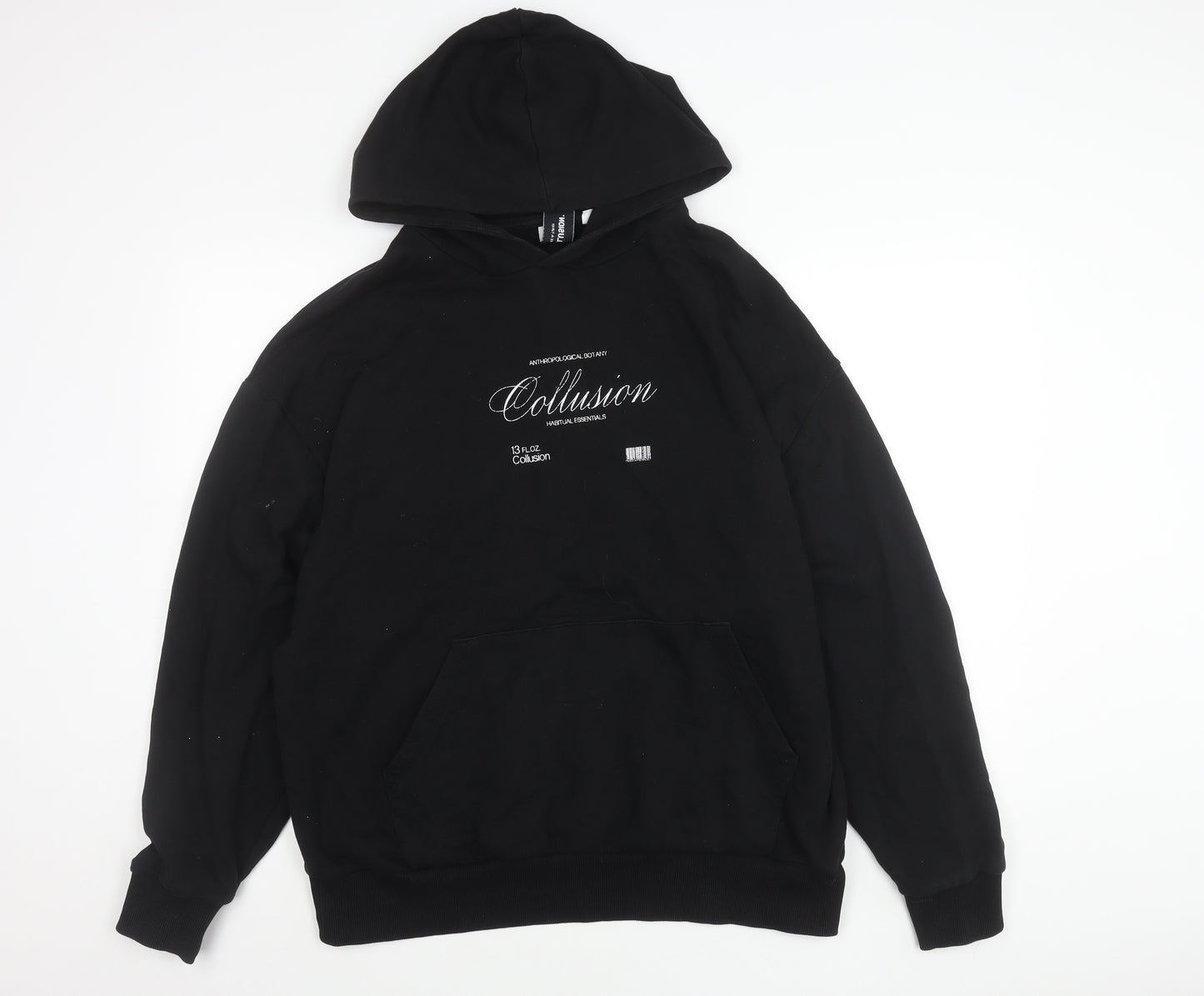 Collusion Womens Black Hoodie UK 10 Pullover Cotton Casual