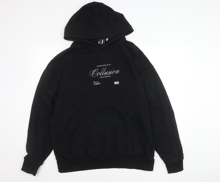Collusion Womens Black Hoodie UK 10 Pullover Cotton Casual