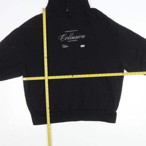 Collusion Womens Black Hoodie UK 10 Pullover Cotton Casual