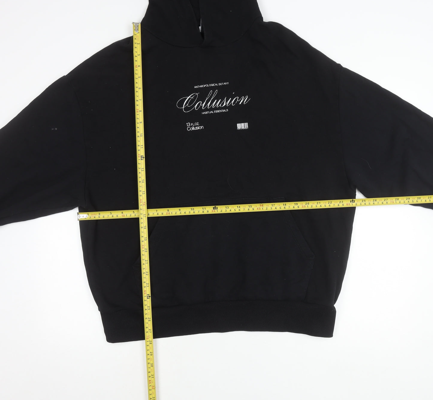 Collusion Womens Black Hoodie UK 10 Pullover Cotton Casual