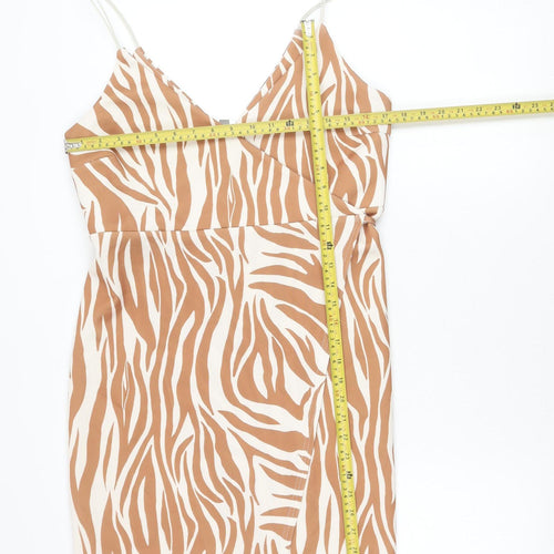 ASOS Women’s Brown Zebra Print Slip Dress Size 12 Summer Casual