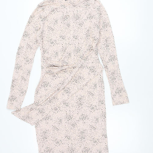 Marks and Spencer Womens Beige Polka Dot Wrap Dress Size 6