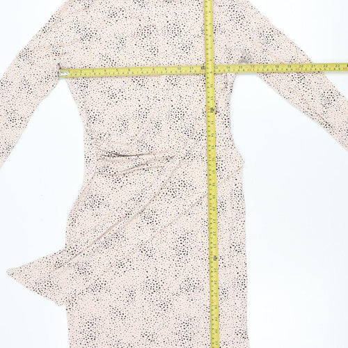 Marks and Spencer Womens Beige Polka Dot Wrap Dress Size 6