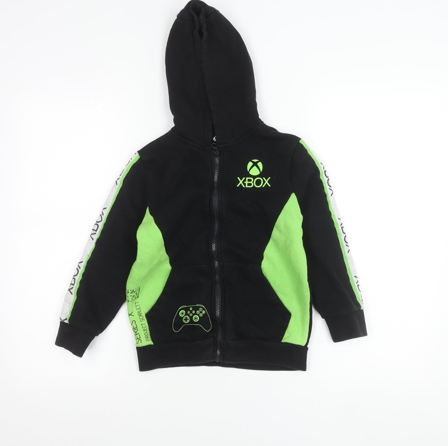 Xbox Boys Black 7 Years Full Zip Hoodie Jacket with Green Panels